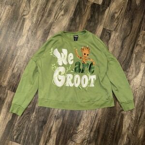 Groot Green Pullover Sweatshirt Embroidered Size M Unisex Adults Marvel